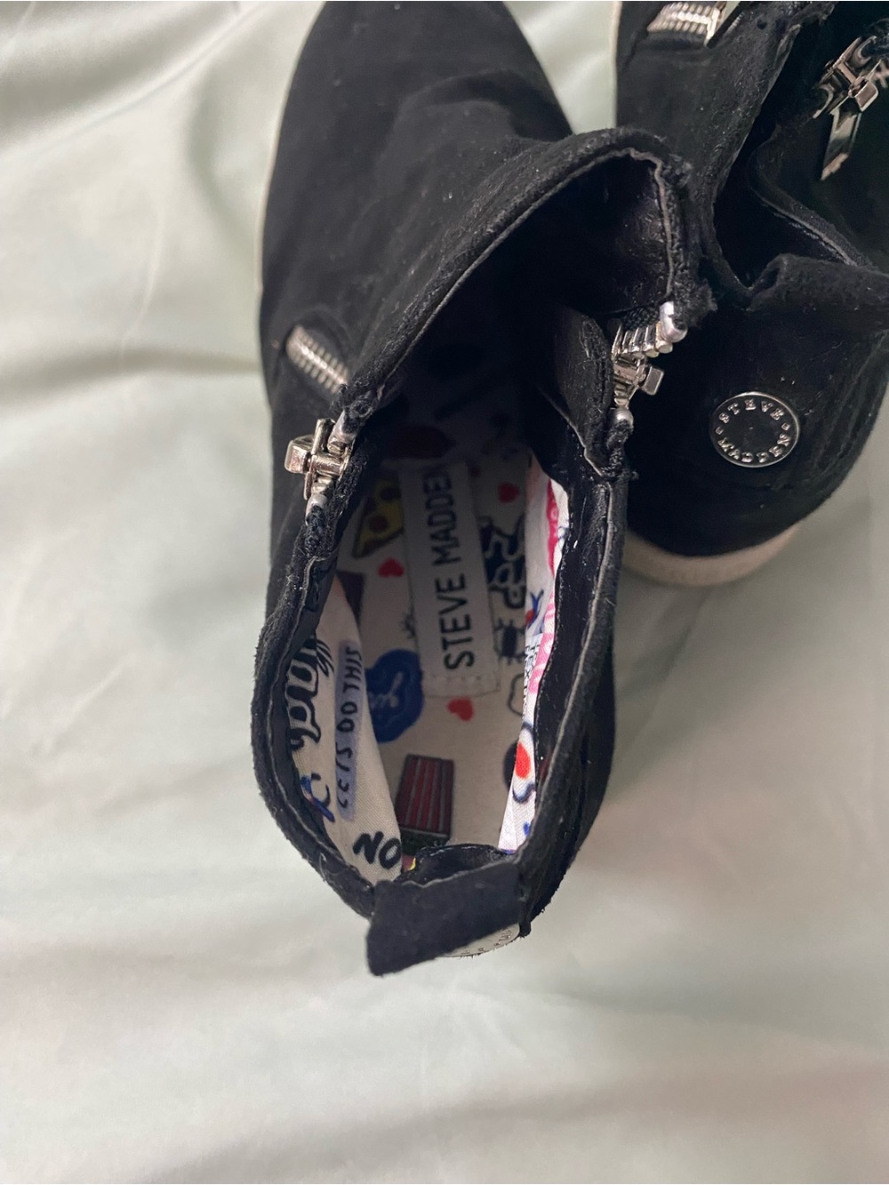 Steve Madden JWedgie Black Suede Wedge Sneakers – Youth Size 2M - Picture 5 of 7